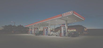 Esso fuelling station visual in the evening